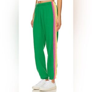 Aviator Nation 5 Stripe Sweatpants in Kelly Green Size: XL